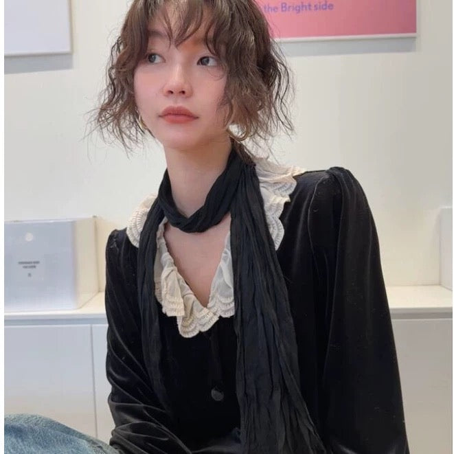JanPO New Year’s Capsule | 0125009 復活自留款Ruffles velvet blouse