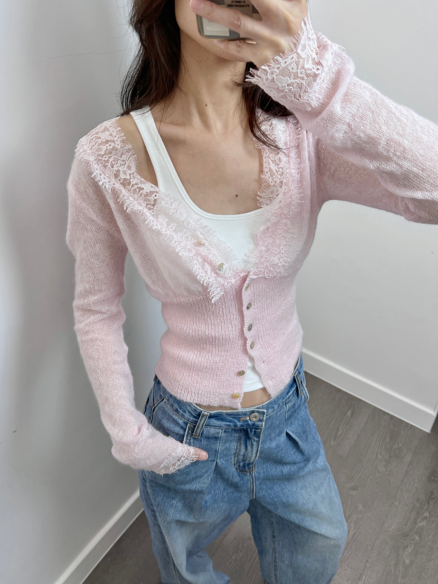 11 PO| 1124095 Lace Cardigan
