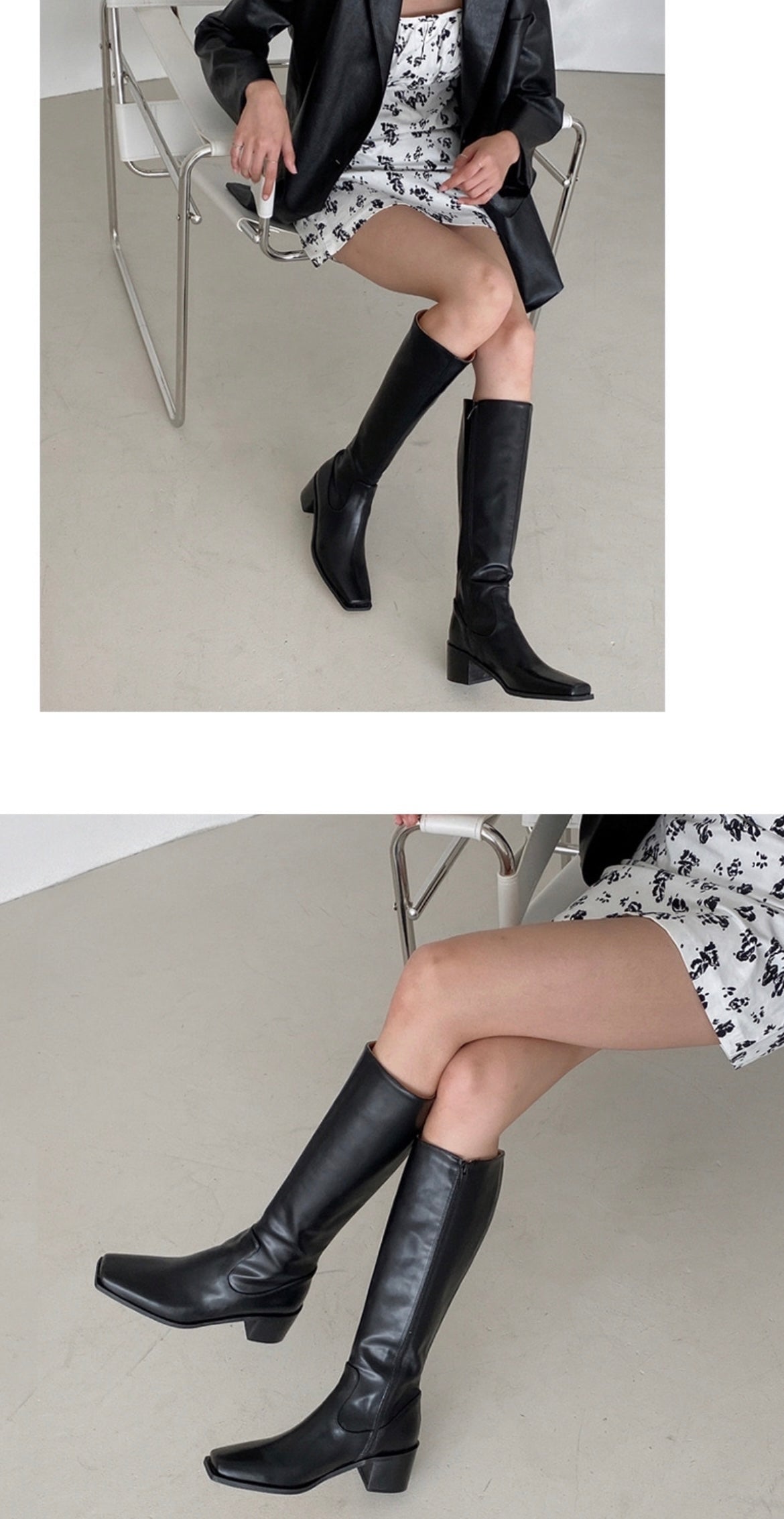 12PO 熱賣基礎款｜SH0037 Knee high fit squared off point toe boots