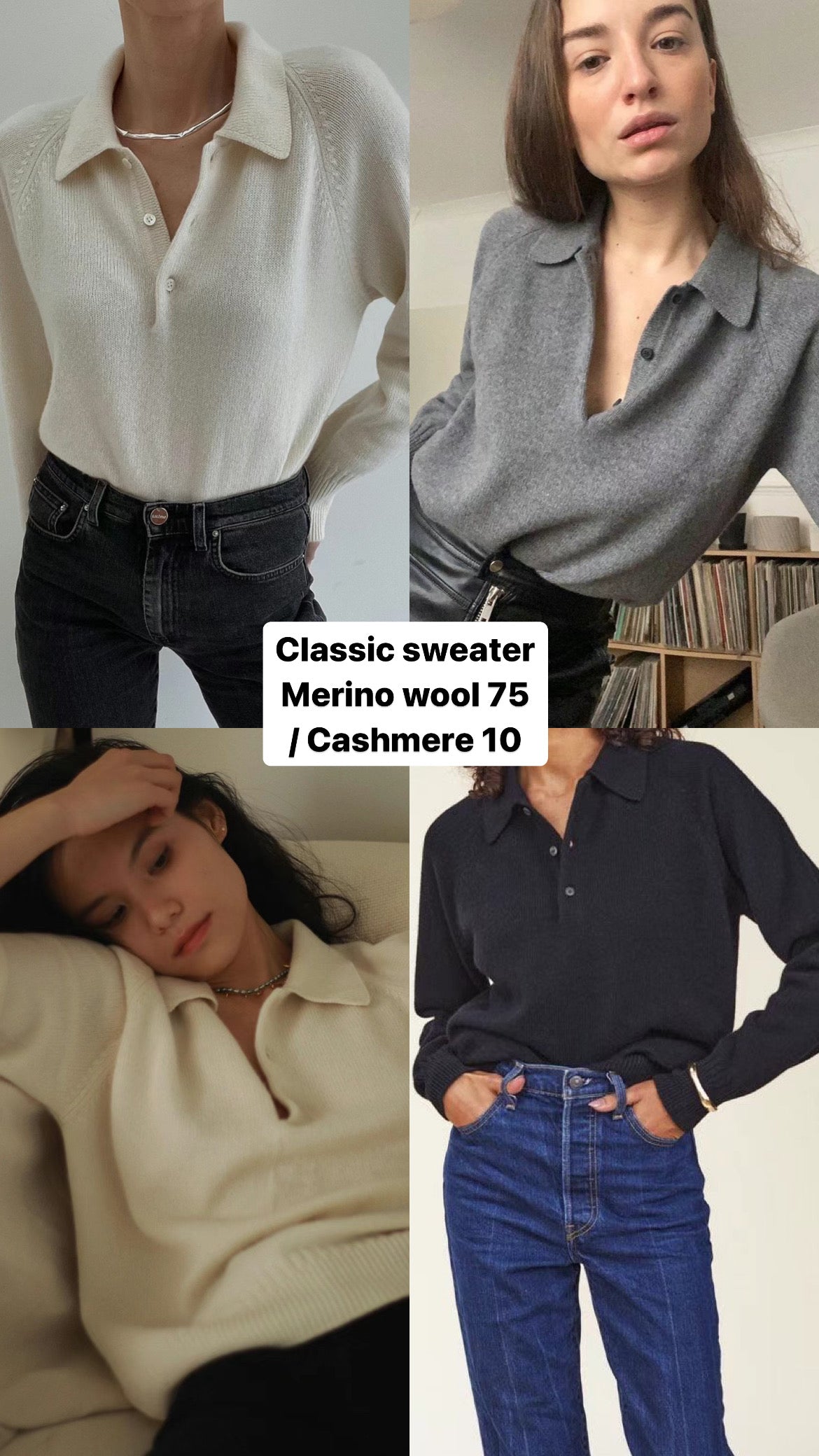 Sold out 12PO No.7 Minimalist | Merino + Cashmere Polo neck sweater