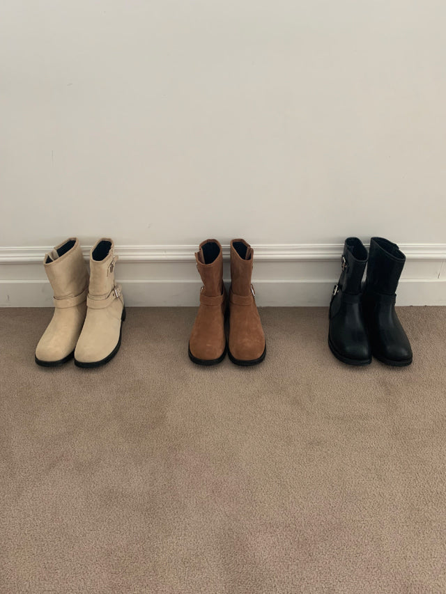 5PO 
| SH0046 自留款✨ 麂皮Biker 短boots
