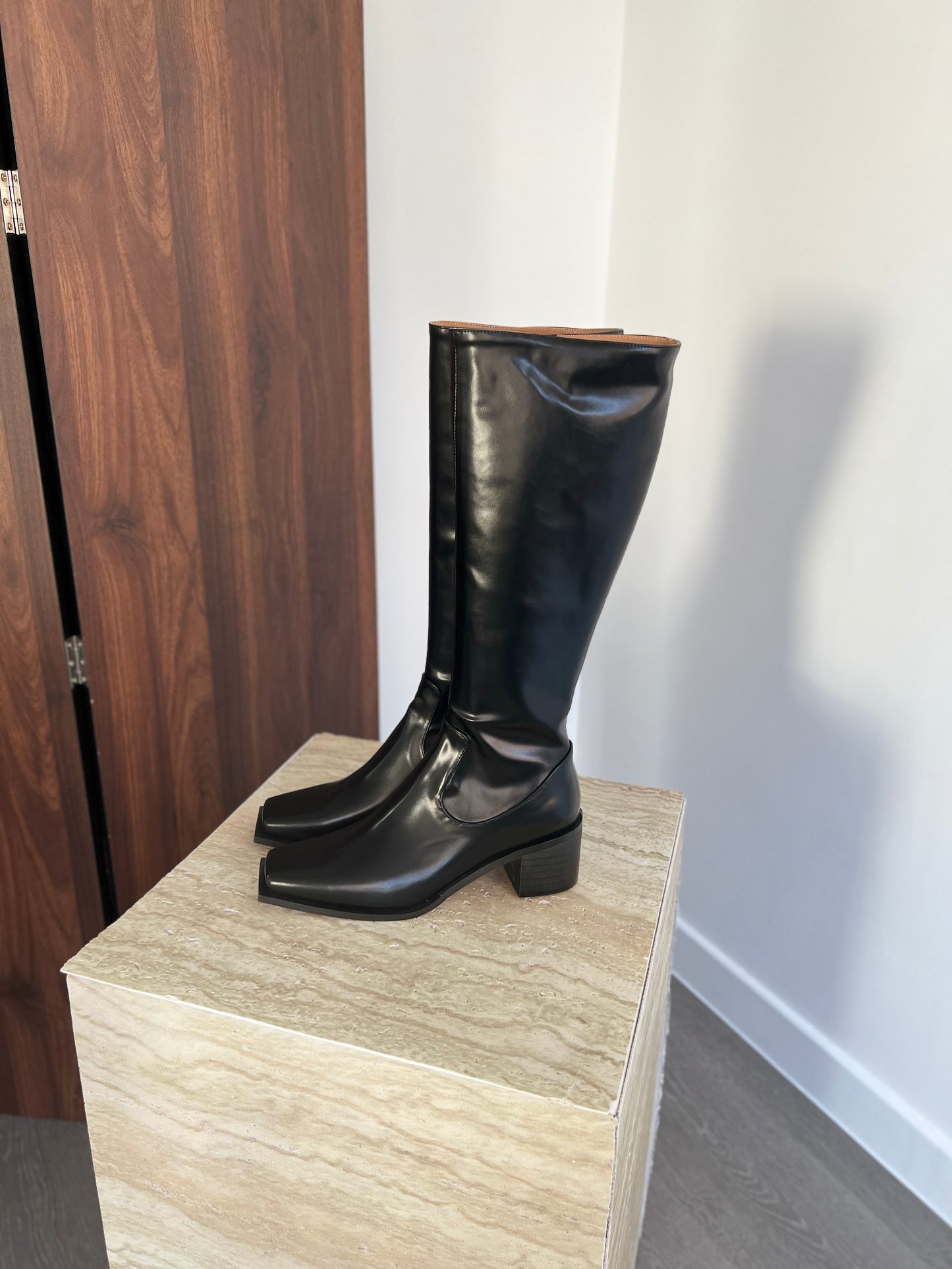 12PO 熱賣基礎款｜SH0037 Knee high fit squared off point toe boots