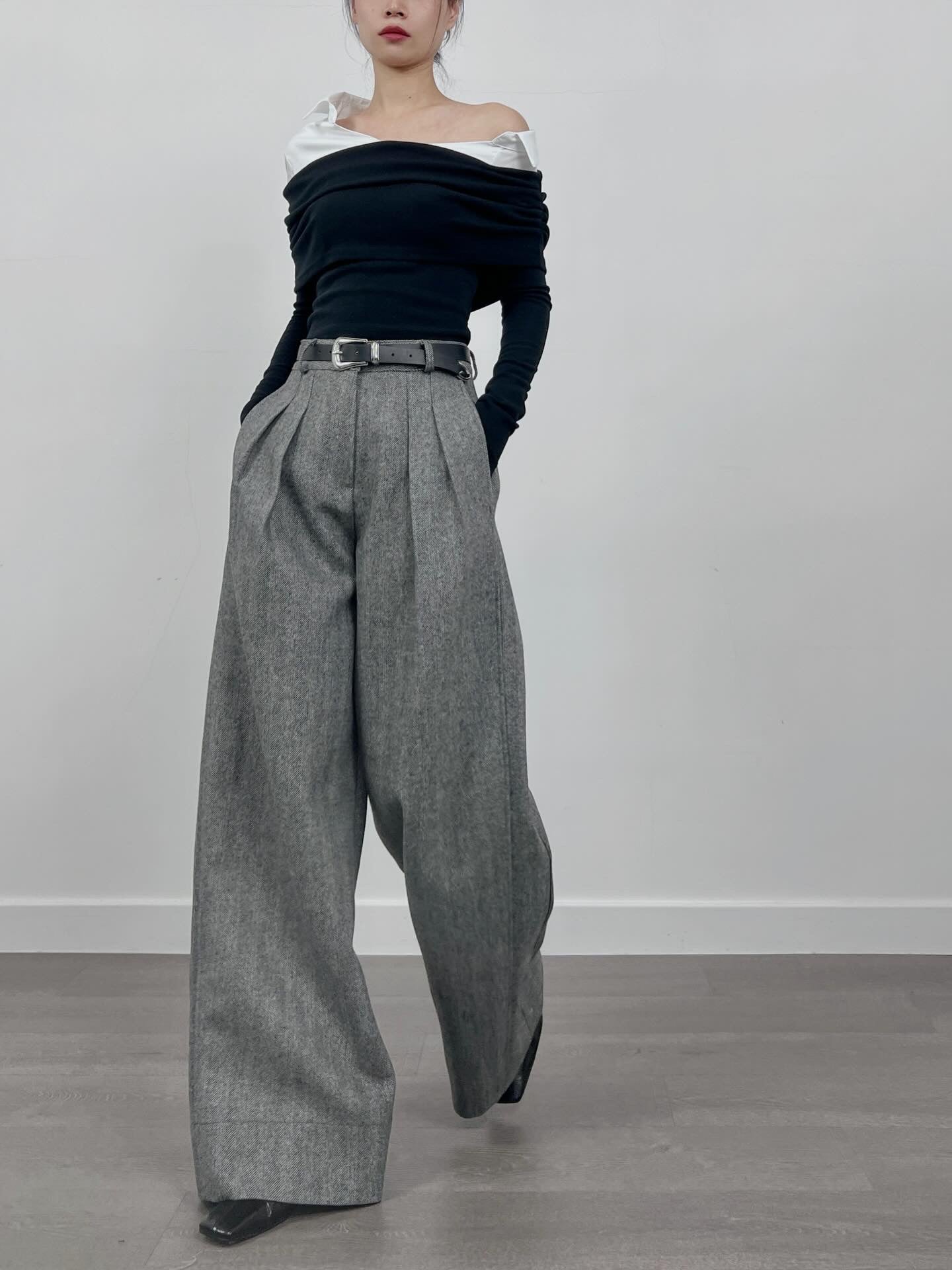 12PO 0120250241 herringbone wool pants