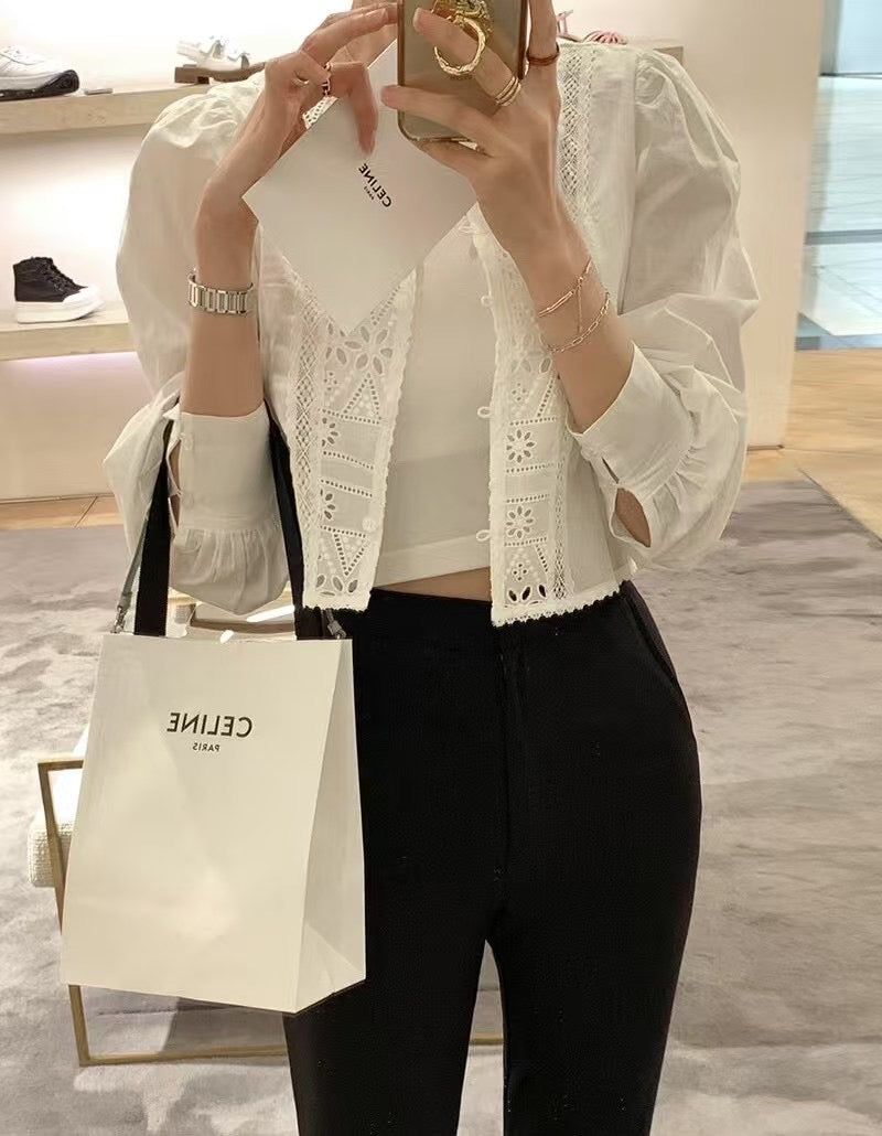 5PO 自留款|0525082 短版Lace Blouse (可前後穿）