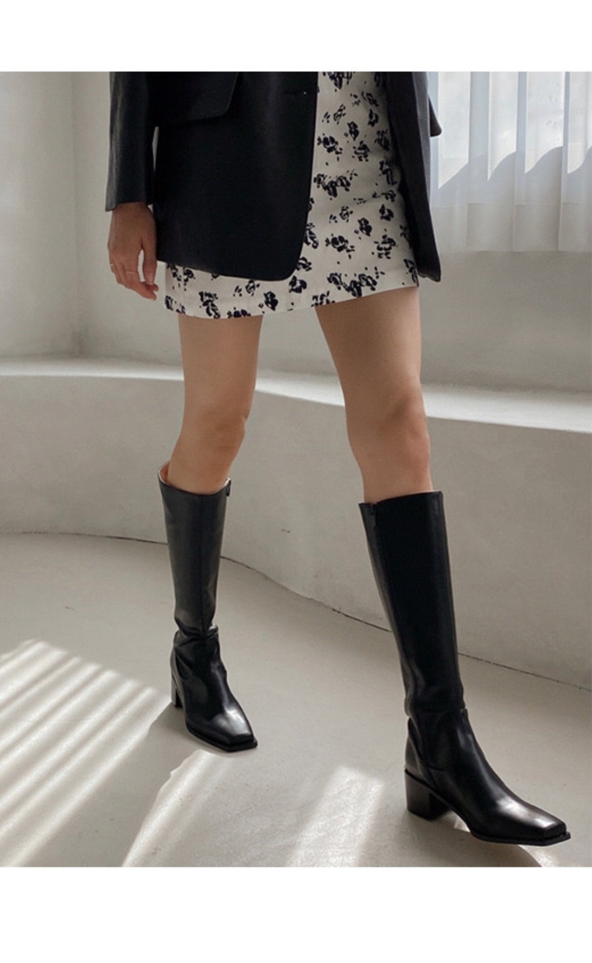 12PO 熱賣基礎款｜SH0037 Knee high fit squared off point toe boots