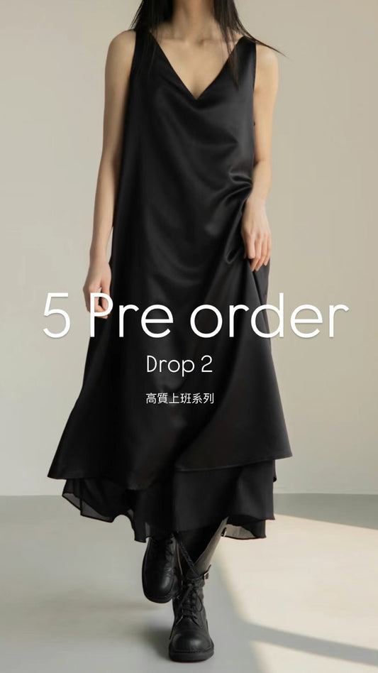 5PO 飄逸優雅款 |0525089 Satin layer hemline one piece dress