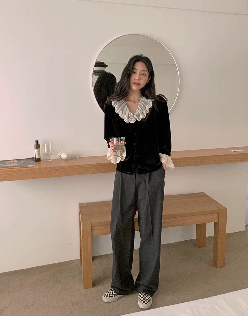 JanPO New Year’s Capsule  | 0125009 復活自留款Ruffles velvet blouse