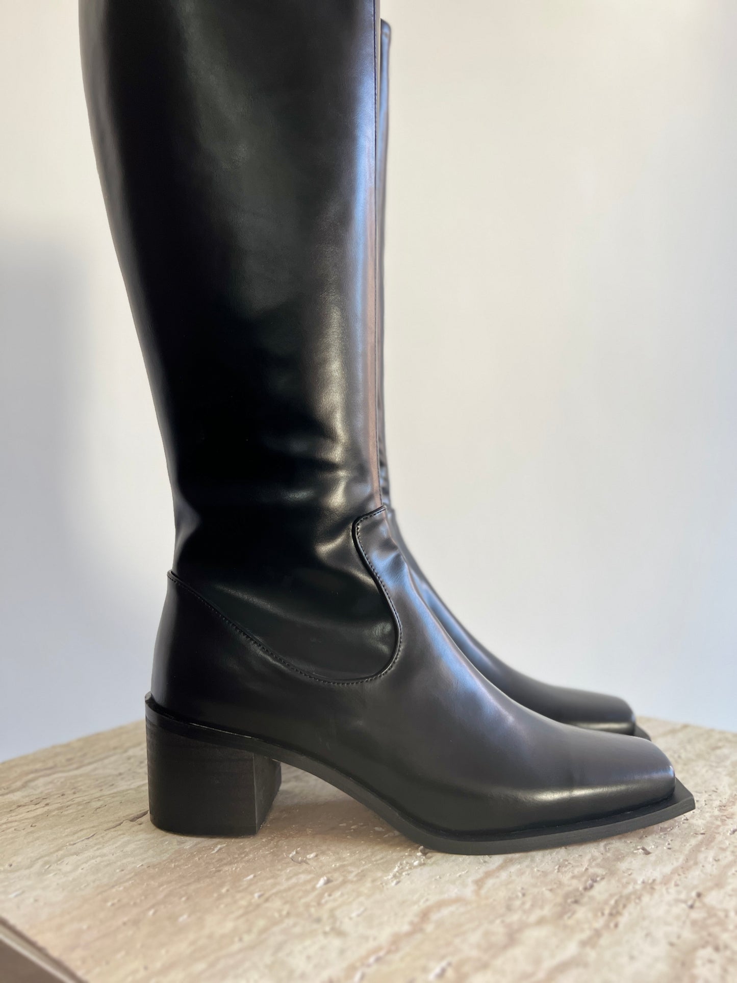 12PO 熱賣基礎款｜SH0037 Knee high fit squared off point toe boots