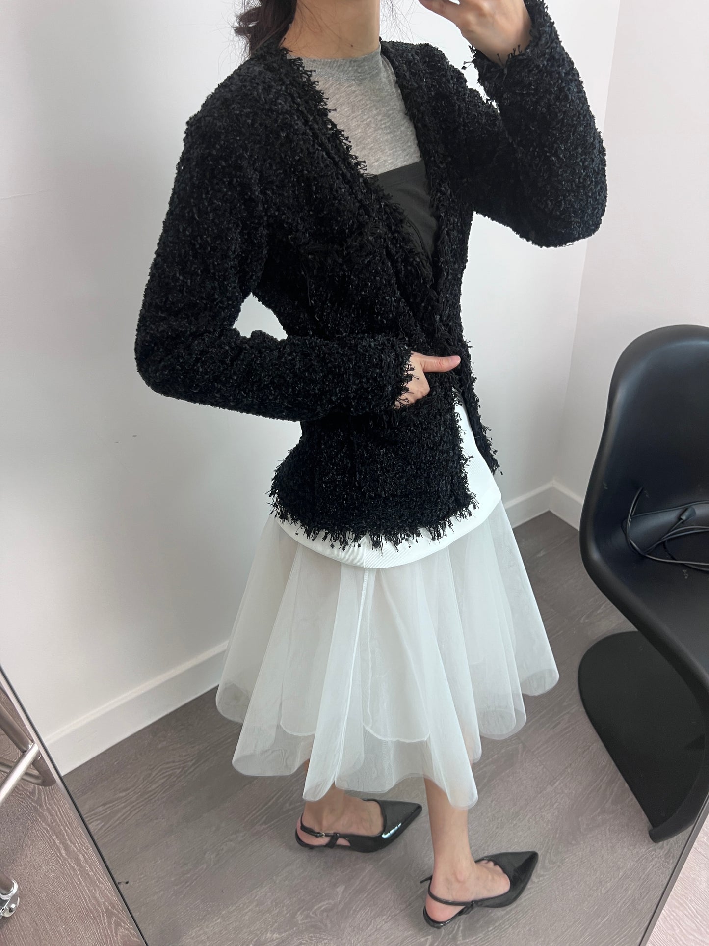3 PO 推介自留款｜0325038 Tweed花尼修腰Cardigan