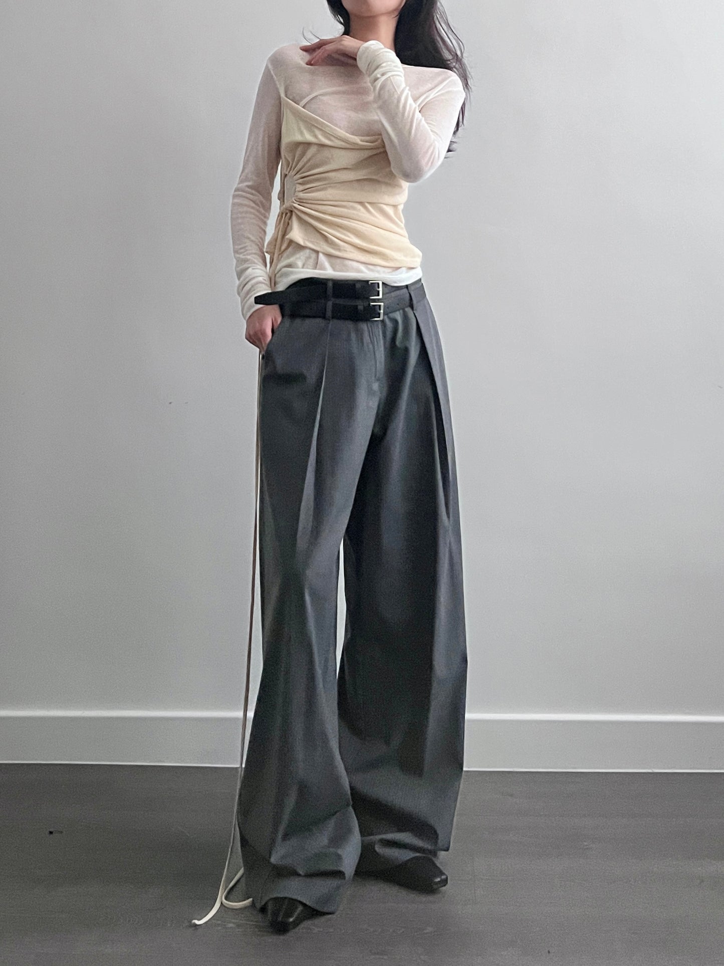 3 PO ｜0325048 Classy trousers ( with belts)