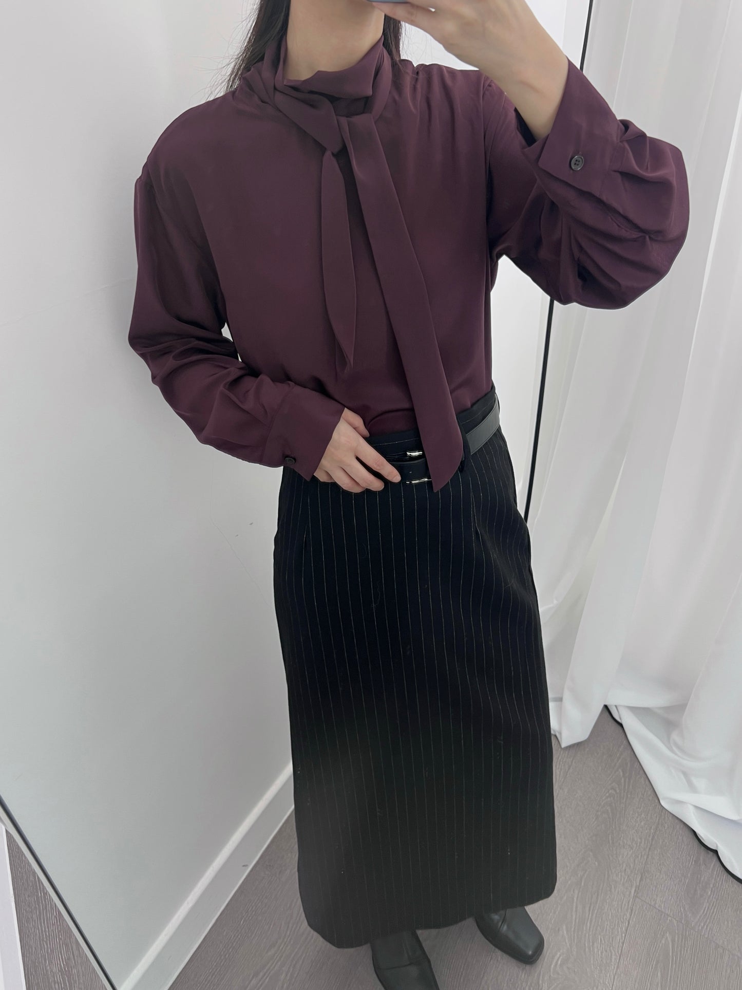 12PO 0120250242 tie neck blouse