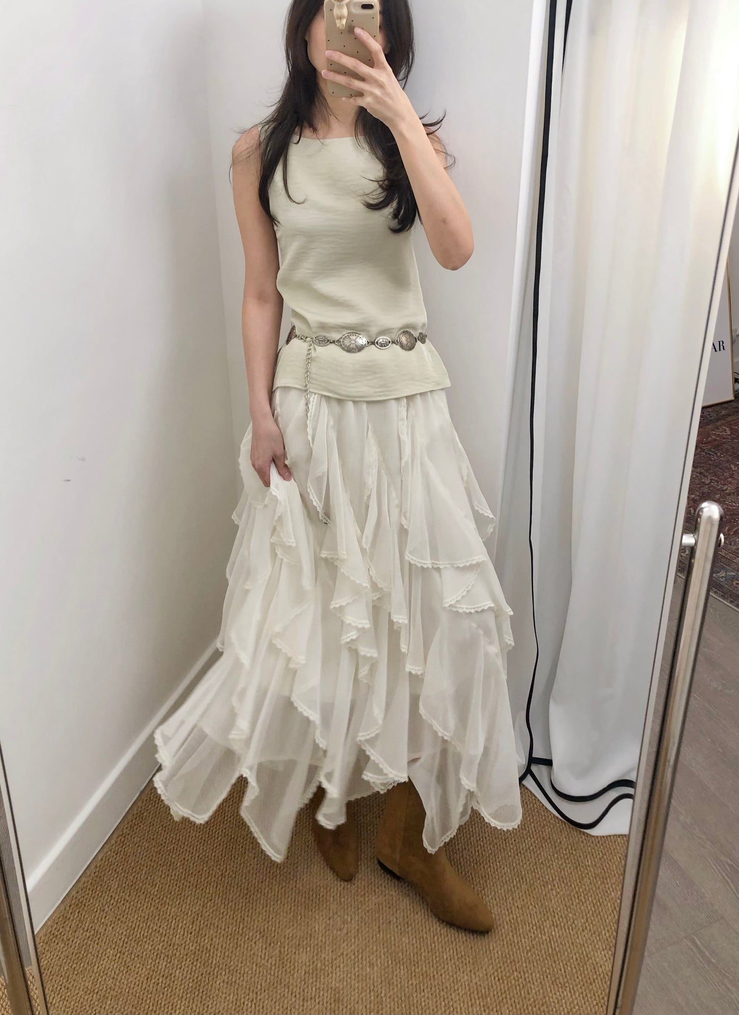 4PO ｜0425065 BohoChic 25SS trend / Flowy Ruffles skirt
