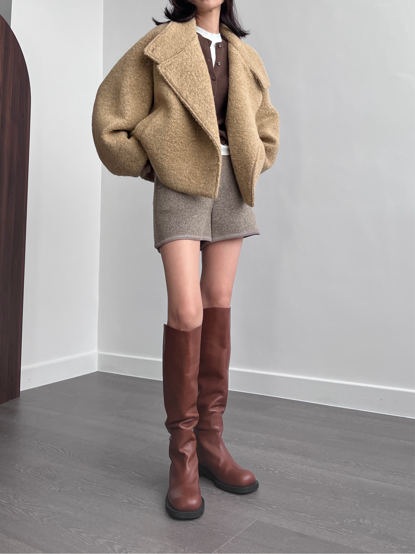 11月PO 高質高級感 ｜ 1124107 Alpaca wool廓型oversized 短版外套