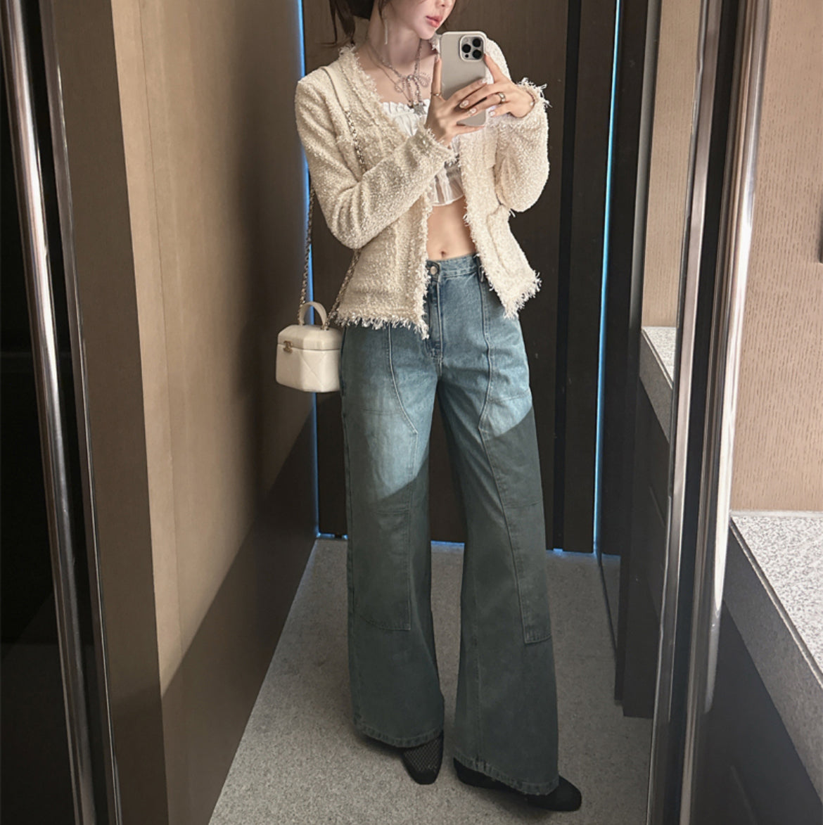 3 PO 推介自留款｜0325038 Tweed花尼修腰Cardigan