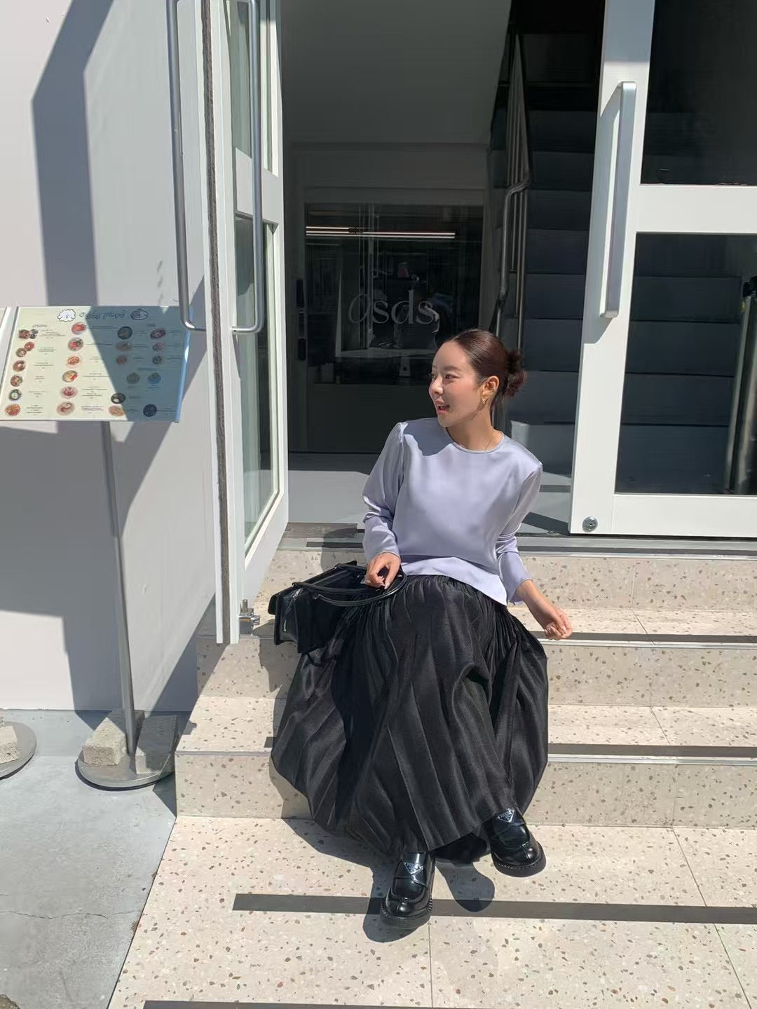 4PO ｜0425060 高質設計感/ 大裙擺百摺半身裙