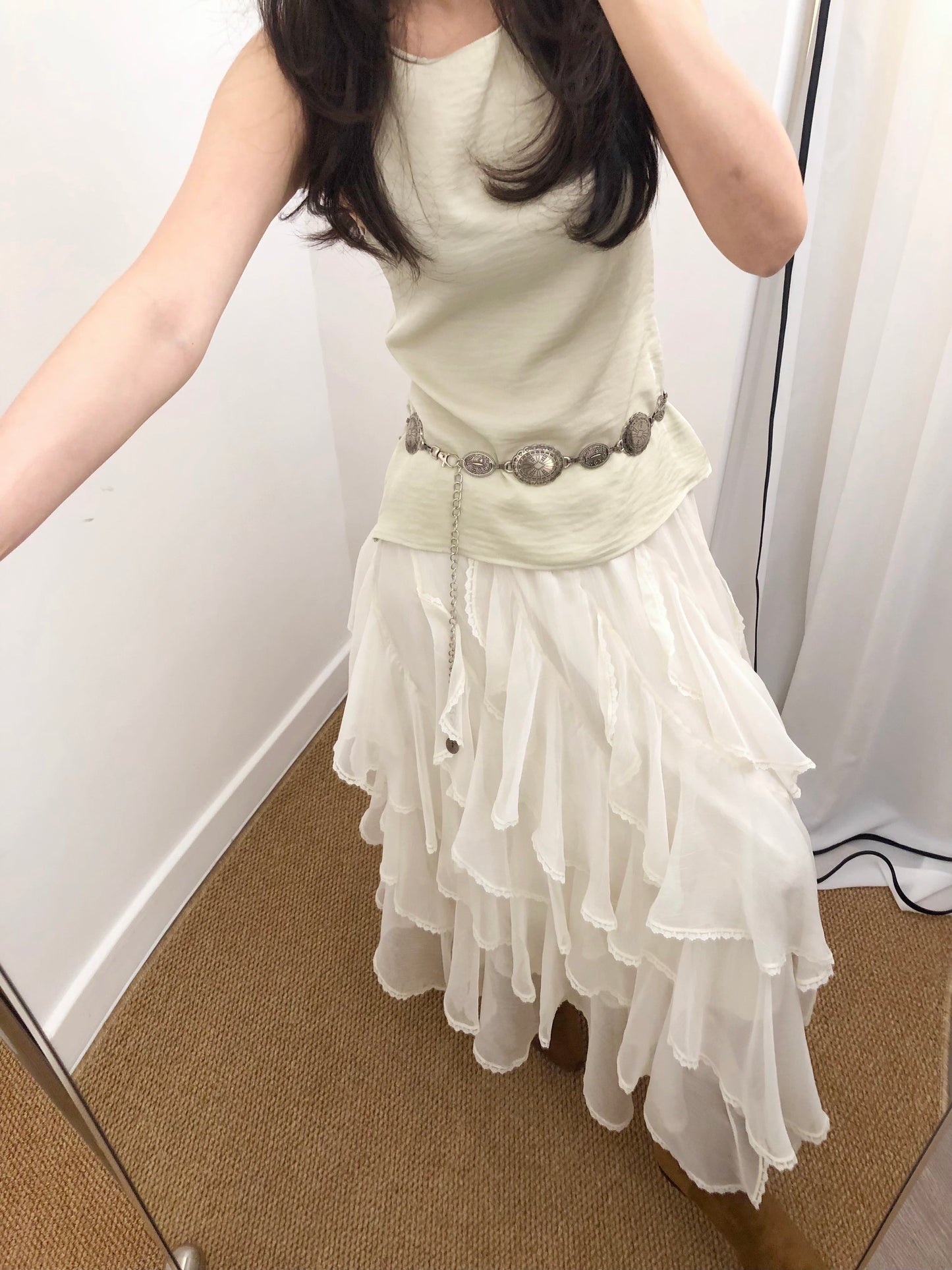 4PO ｜0425070 基礎款/ 側拉鏈 Satin Boatneck tank top
