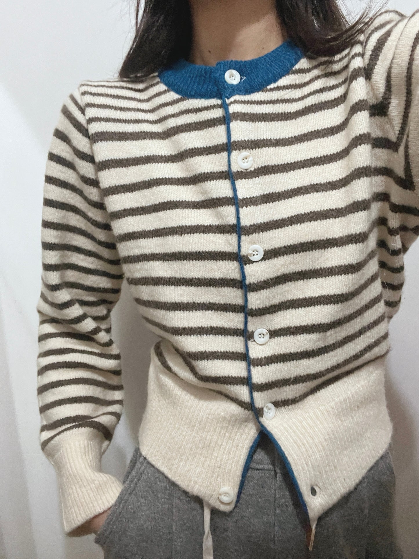 2PO 自留|  0225021 條子cardigan