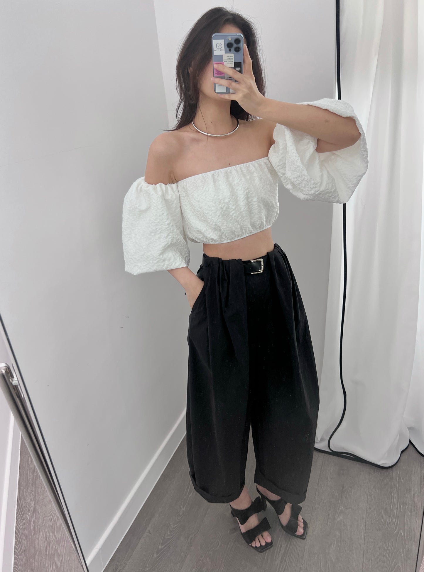 7PO 歐美大熱出片款 | 07250132 Puffy sleeve crop top