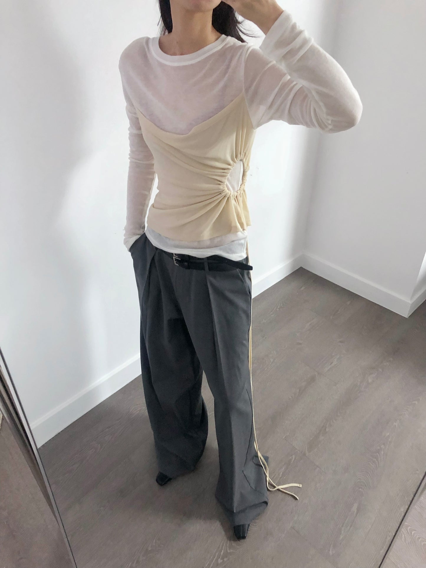 3 PO ｜0325048 Classy trousers ( with belts)