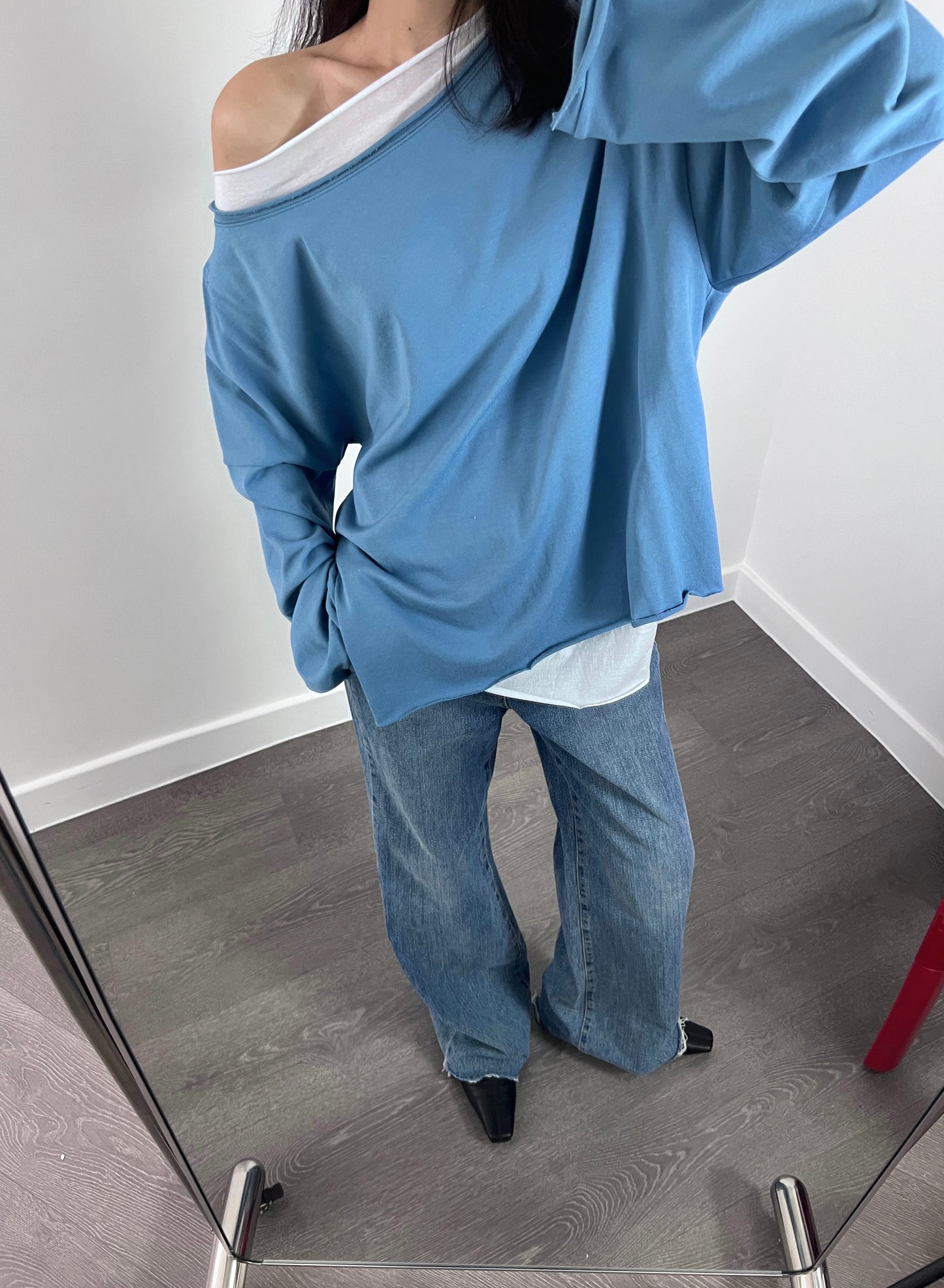 Sold out 4PO No.5 假2件oversized 大領衛衣｜薄款