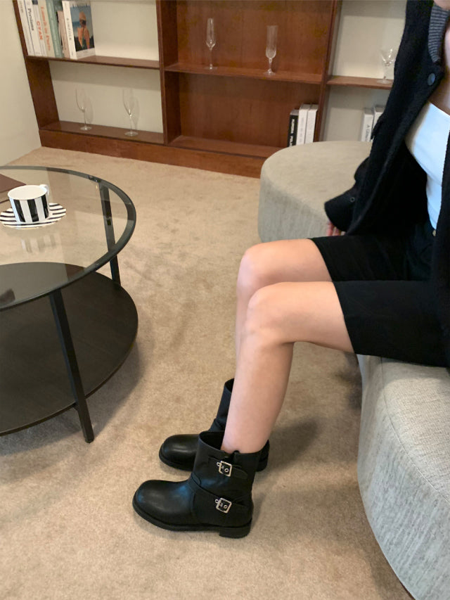 5PO 
| SH0046 自留款✨ 麂皮Biker 短boots