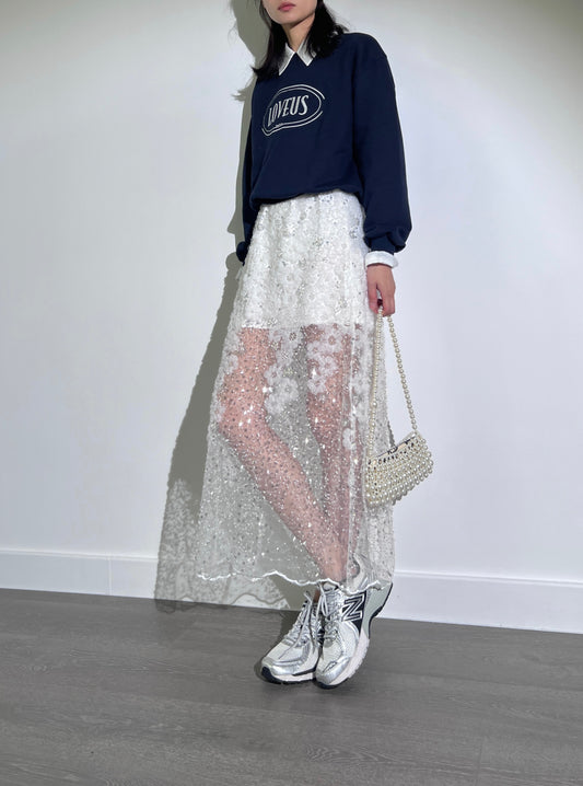 Sold out 24 Spring trend 立體花朵薄紗閃閃裙