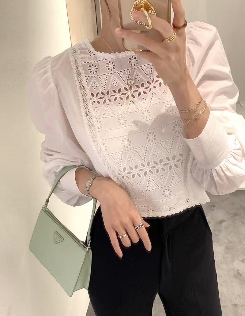 5PO 自留款|0525082 短版Lace Blouse (可前後穿）