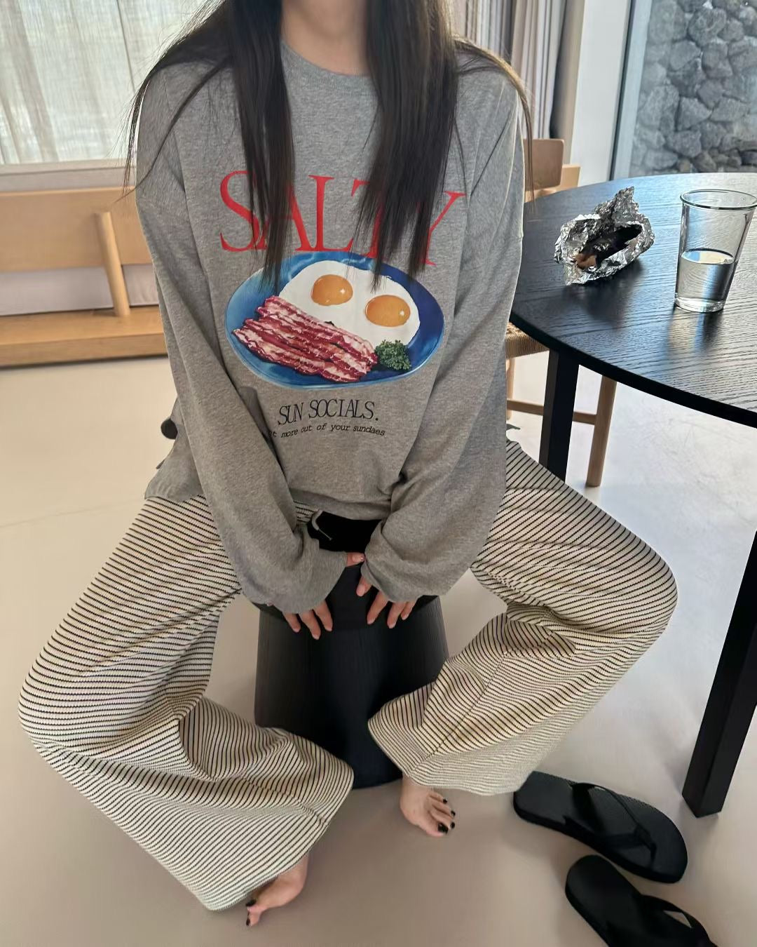 9PO 睡衣風 | 08250167 條子休閒褲 （小個子友好）