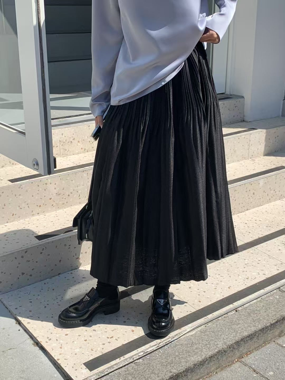 4PO ｜0425060 高質設計感/ 大裙擺百摺半身裙