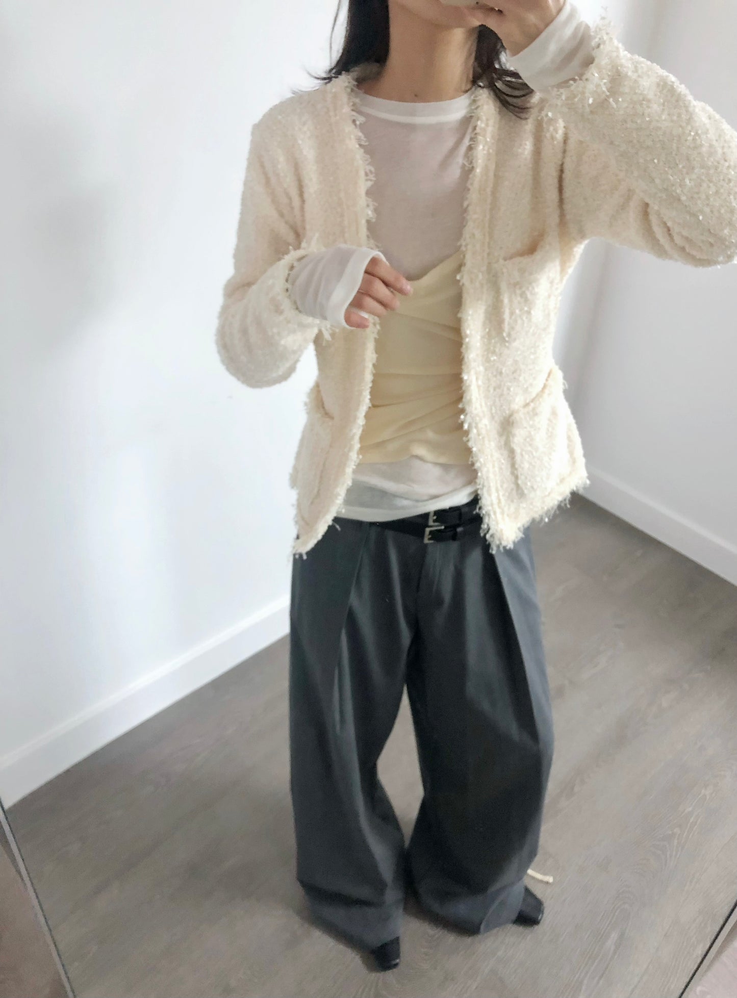 3 PO 推介自留款｜0325038 Tweed花尼修腰Cardigan