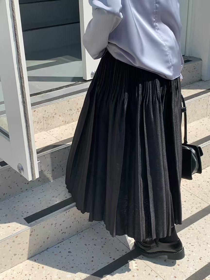 4PO ｜0425060 高質設計感/ 大裙擺百摺半身裙