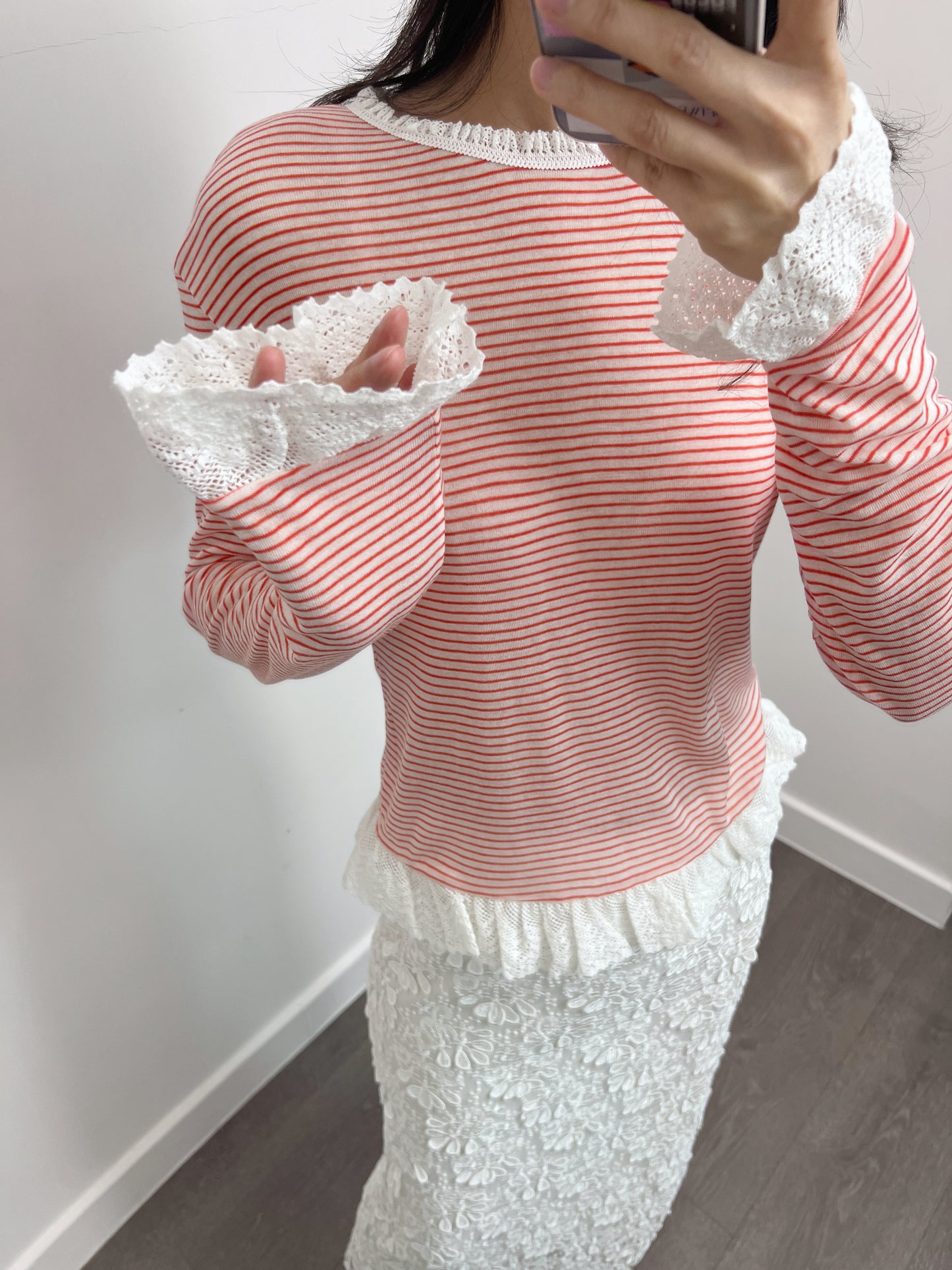 3 PO包色自留款｜0325042 喱士花邊Tee