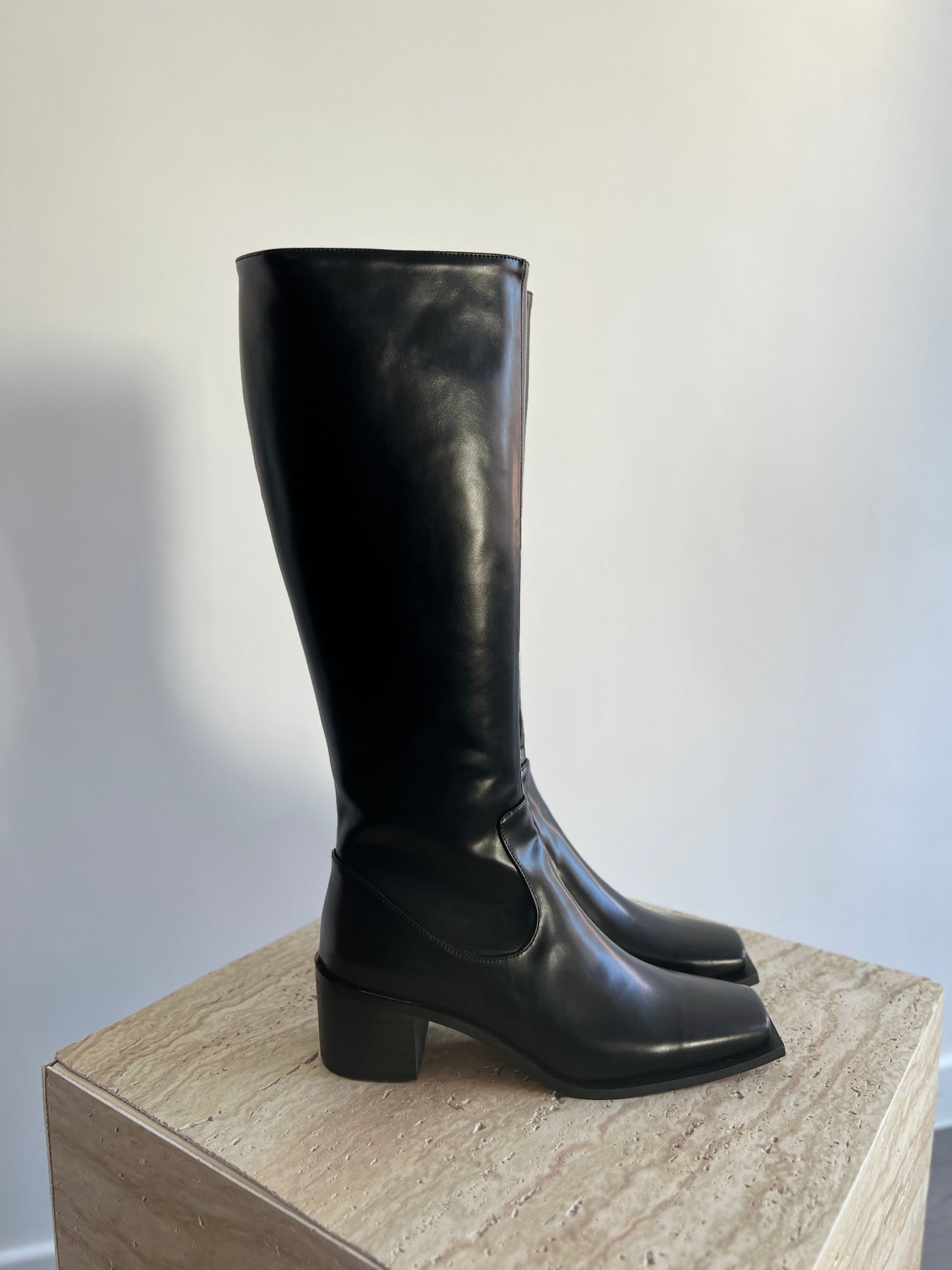 12PO 熱賣基礎款｜SH0037 Knee high fit squared off point toe boots