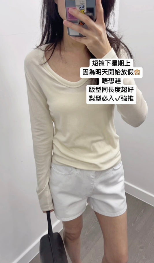 4PO ｜0425062 自留推介 / 高腰白色短牛仔褲