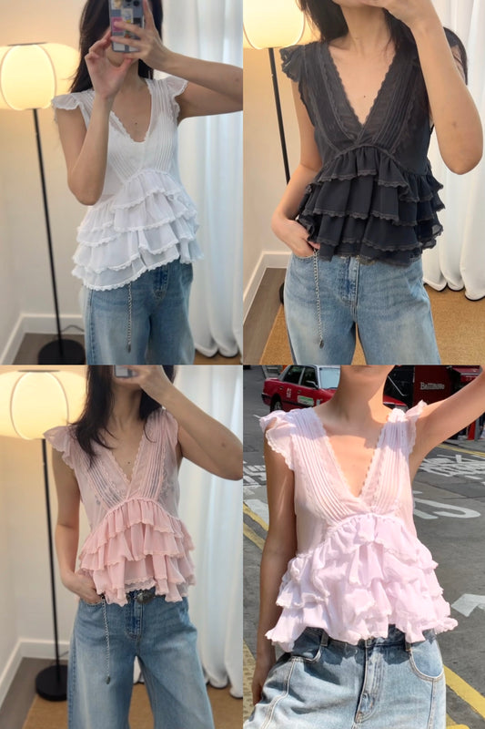 5PO
  超級熱賣款|0525086 美感飄逸Ruffles top