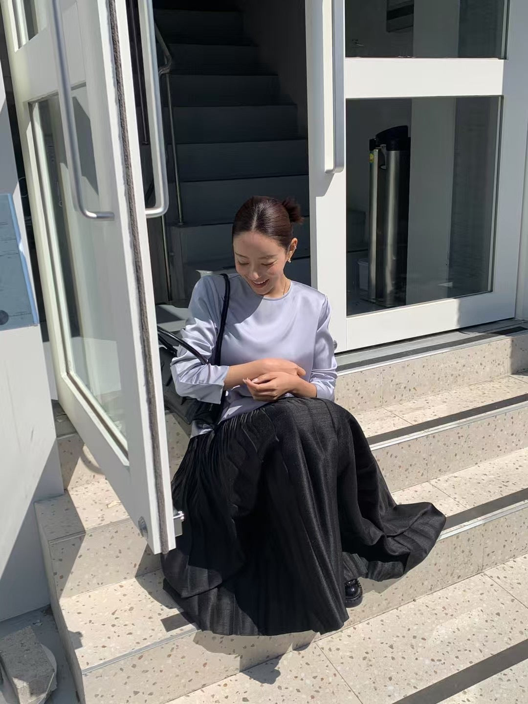 4PO ｜0425060 高質設計感/ 大裙擺百摺半身裙