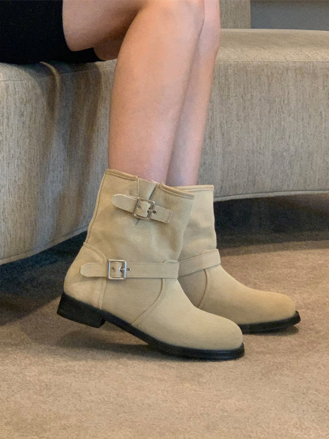 5PO 
| SH0046 自留款✨ 麂皮Biker 短boots