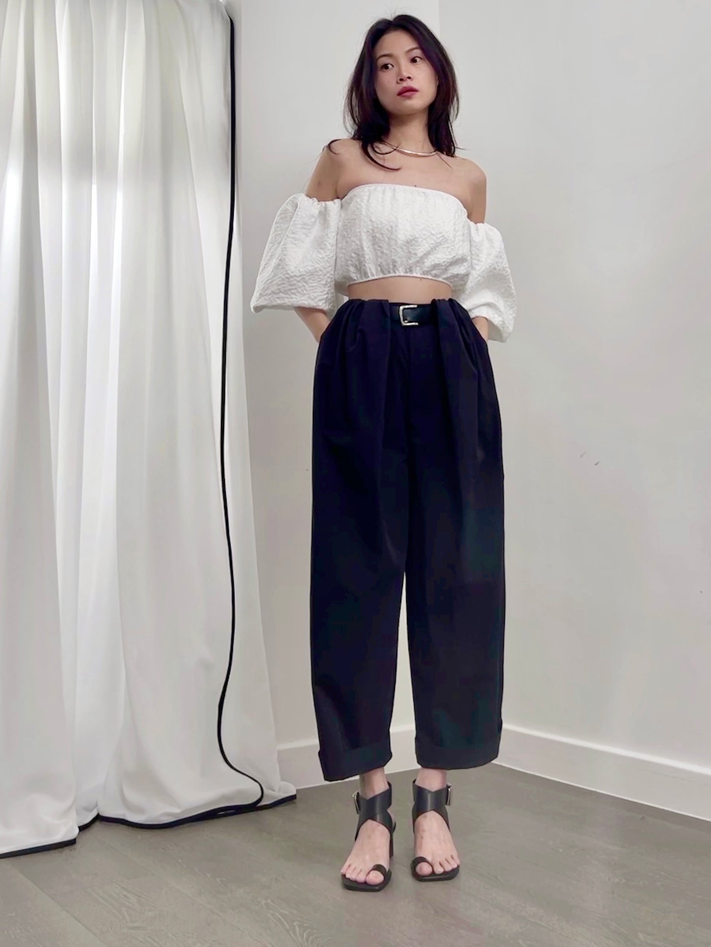 7PO 歐美大熱出片款 | 07250132 Puffy sleeve crop top