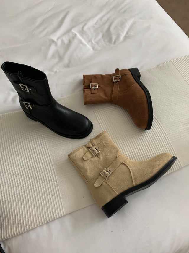 5PO 
| SH0046 自留款✨ 麂皮Biker 短boots