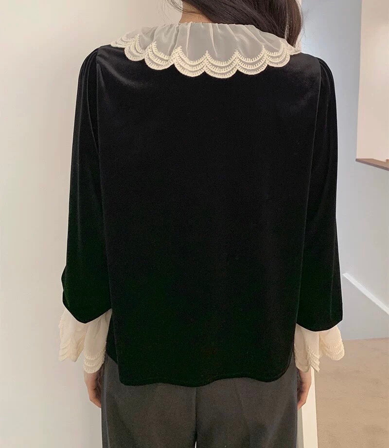 JanPO New Year’s Capsule  | 0125009 復活自留款Ruffles velvet blouse