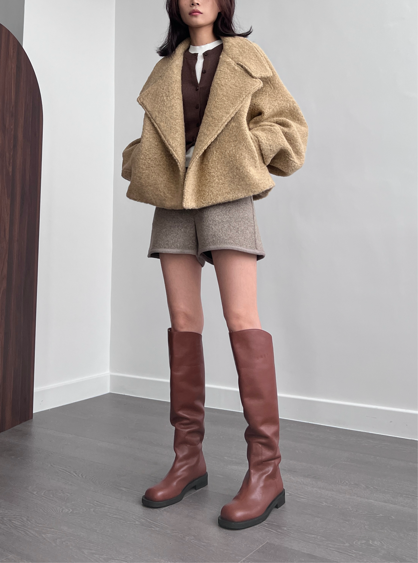 11月PO 高質高級感 ｜ 1124107 Alpaca wool廓型oversized 短版外套