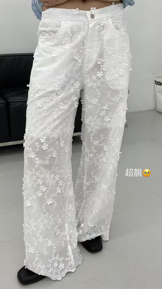 6PO 夏日浪漫🫧 | 06250115 立體花朵喱士長褲(中腰）