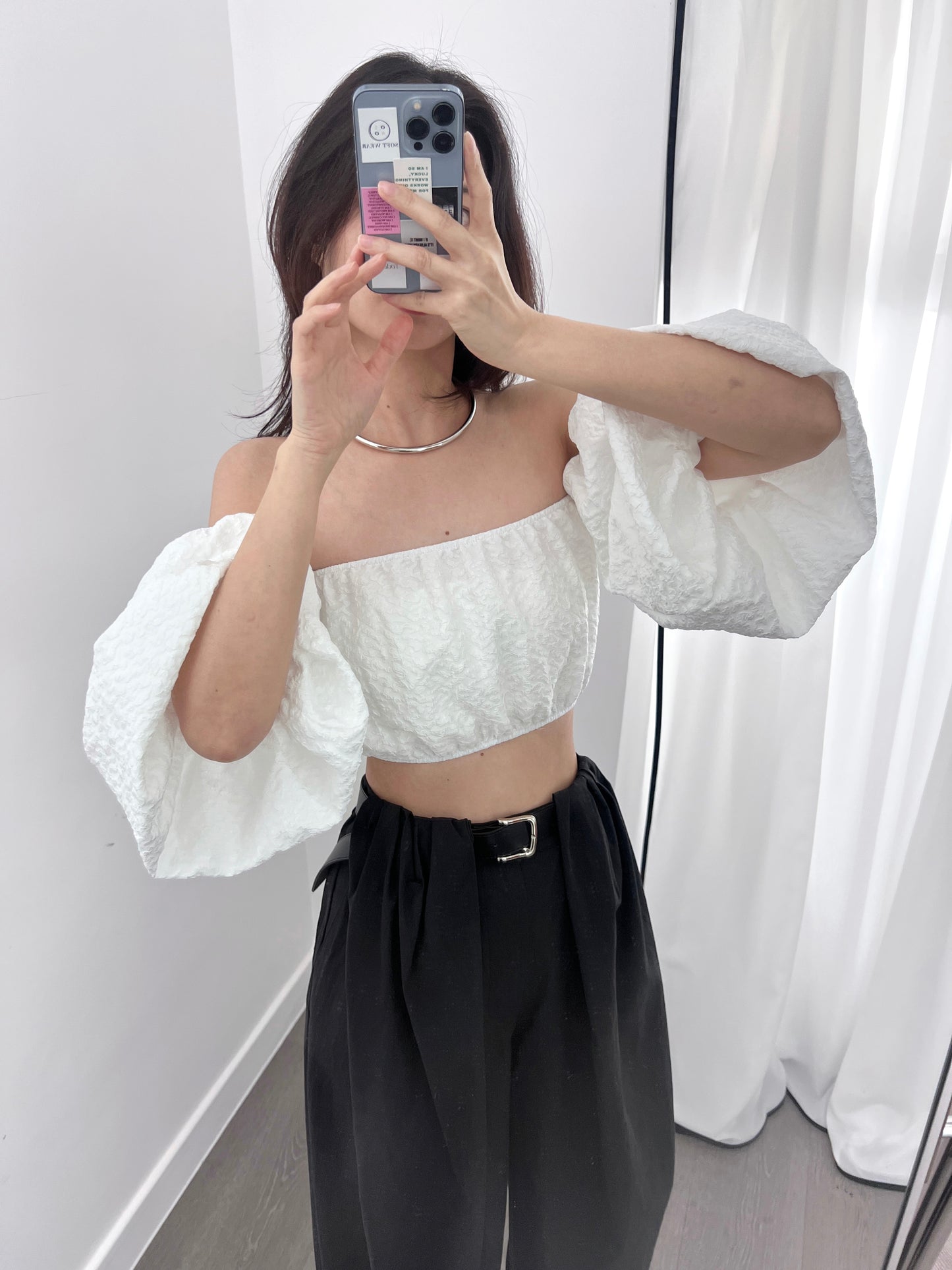 7PO 歐美大熱出片款 | 07250132 Puffy sleeve crop top