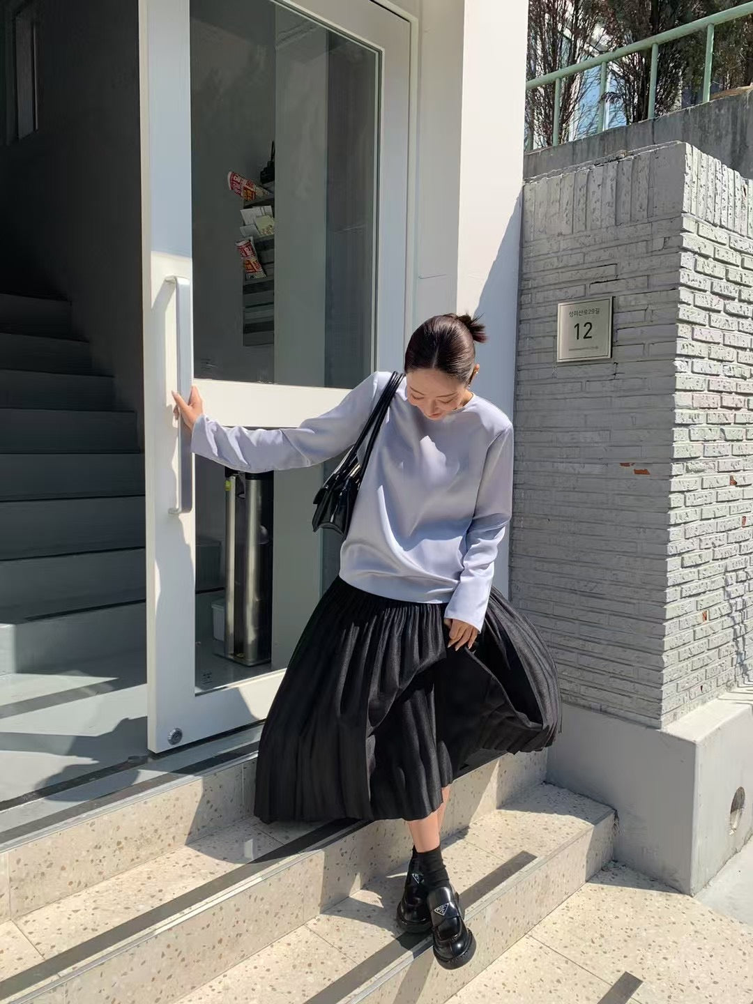 4PO ｜0425060 高質設計感/ 大裙擺百摺半身裙