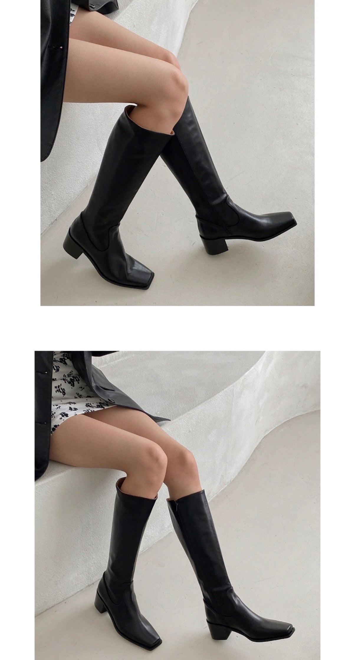 12PO 熱賣基礎款｜SH0037 Knee high fit squared off point toe boots