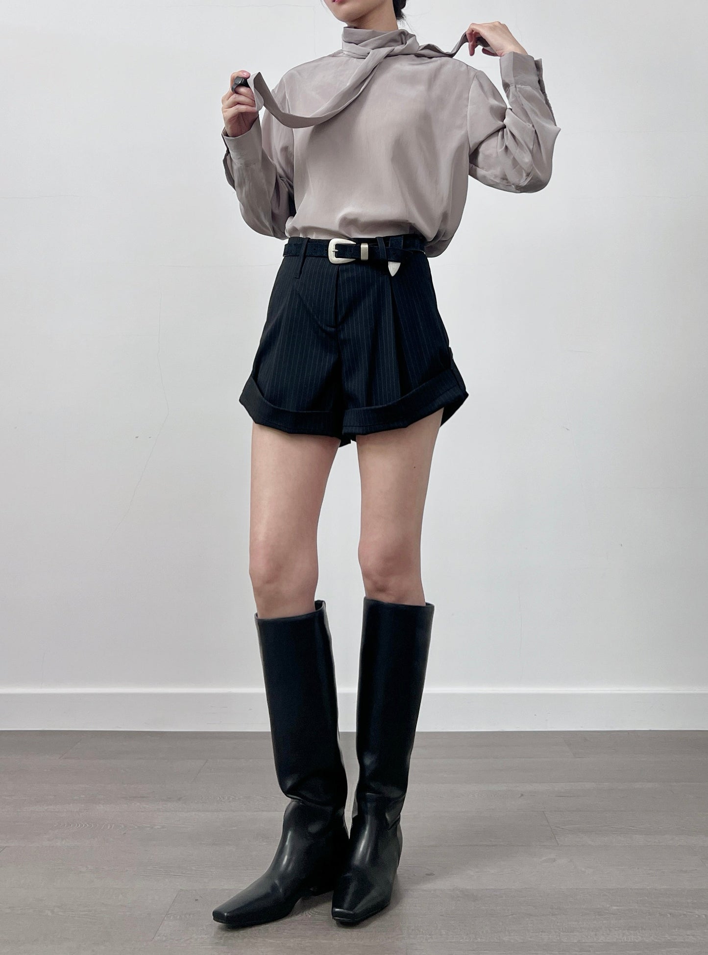 12PO 0120250242 tie neck blouse
