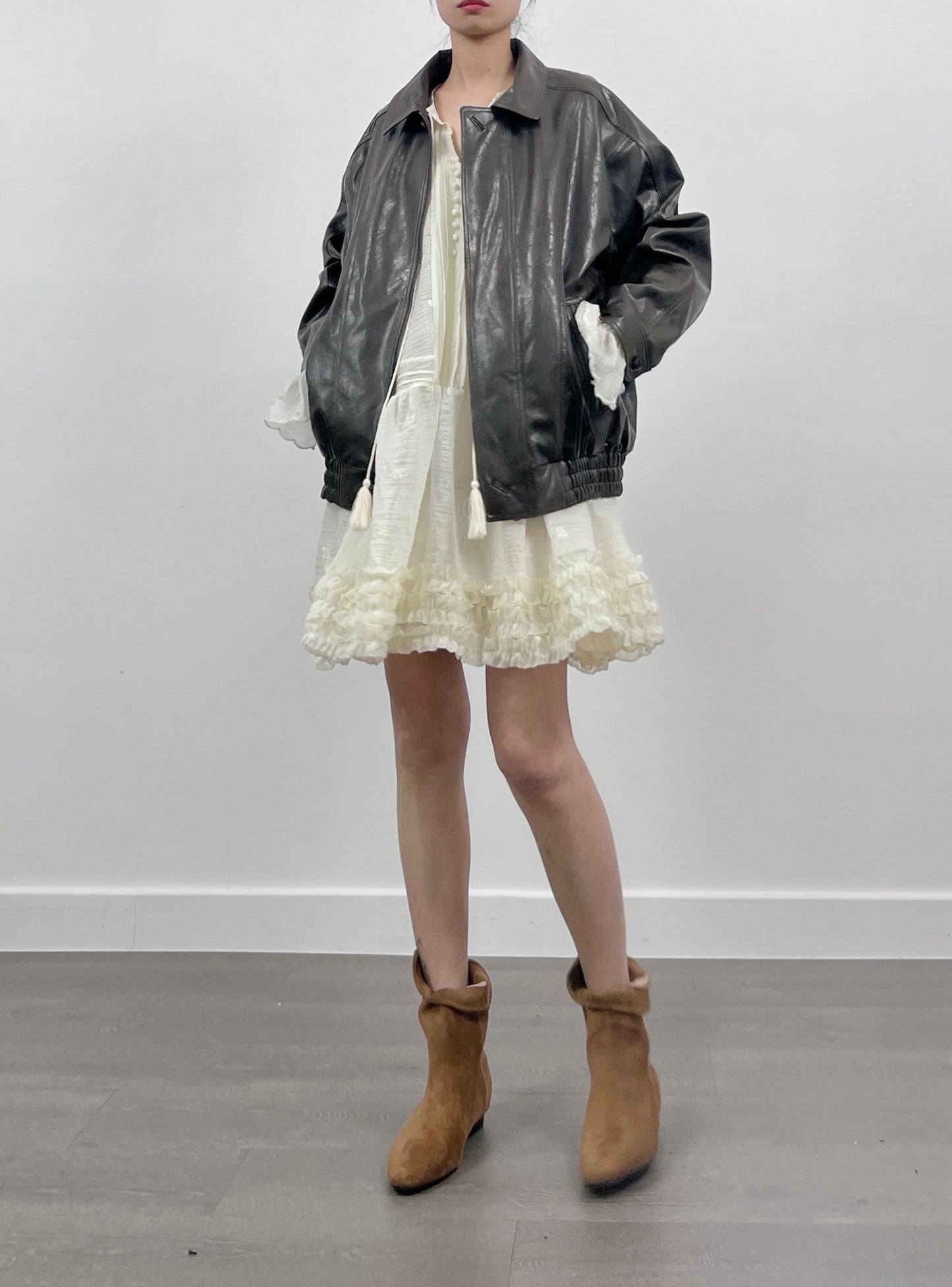 3 PO 自留Boho trend｜0325036 Ruffles Puff Sleeve boho dress