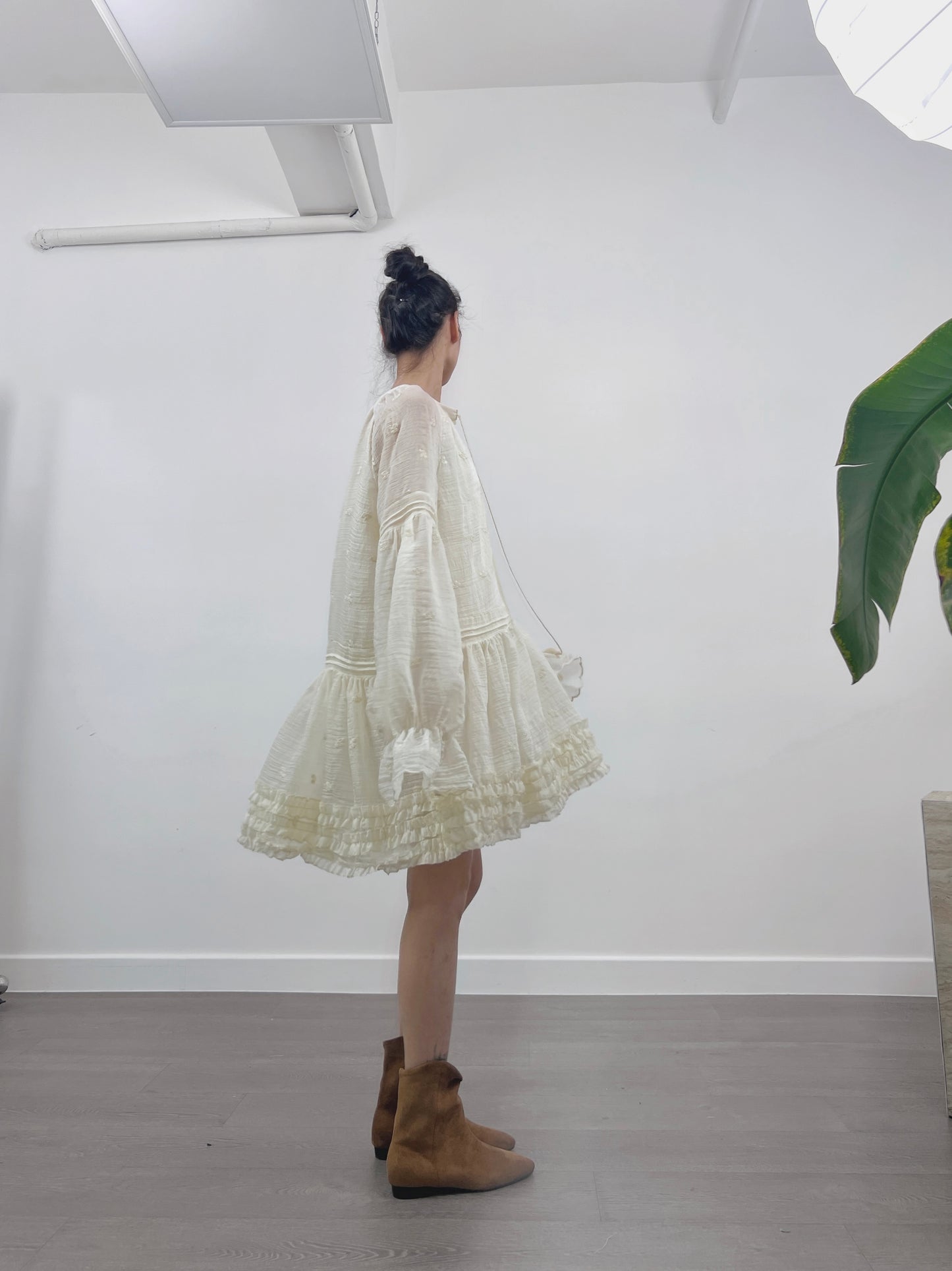 3 PO 自留Boho trend｜0325036 Ruffles Puff Sleeve boho dress