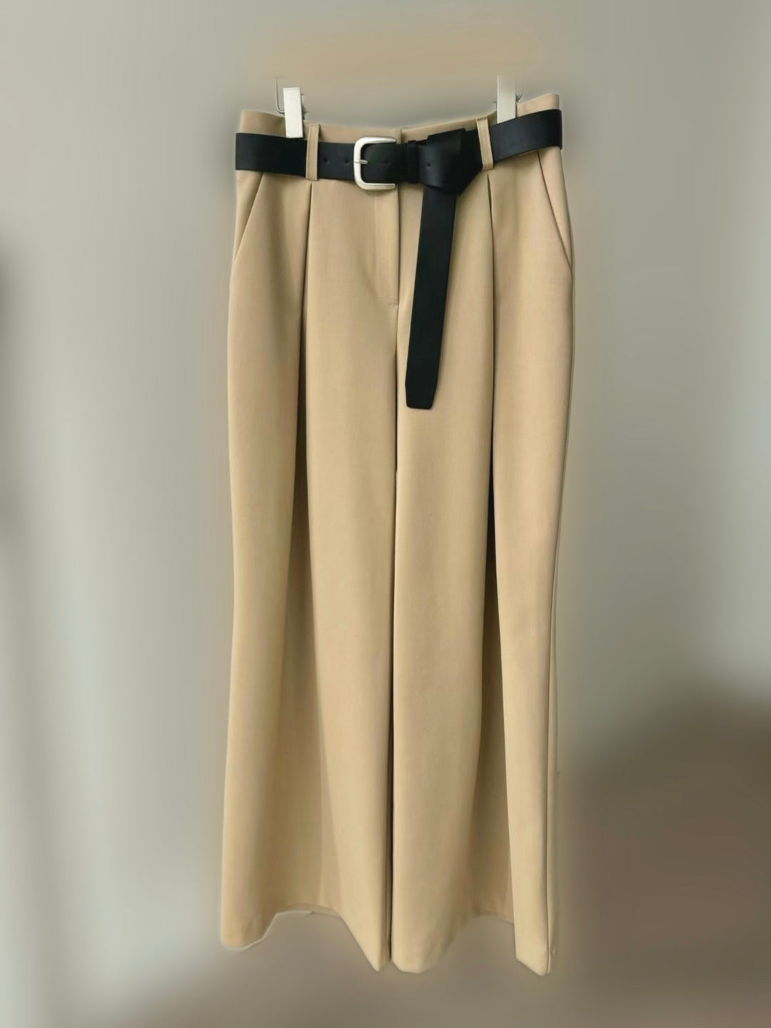 4PO ｜0425064 百搭基礎款/High-rise wide leg trousers( with belt)