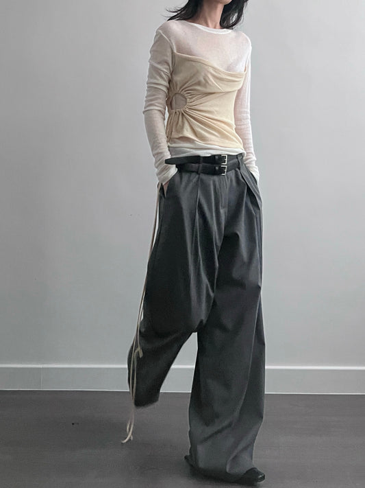 3 PO ｜0325048 Classy trousers ( with belts)